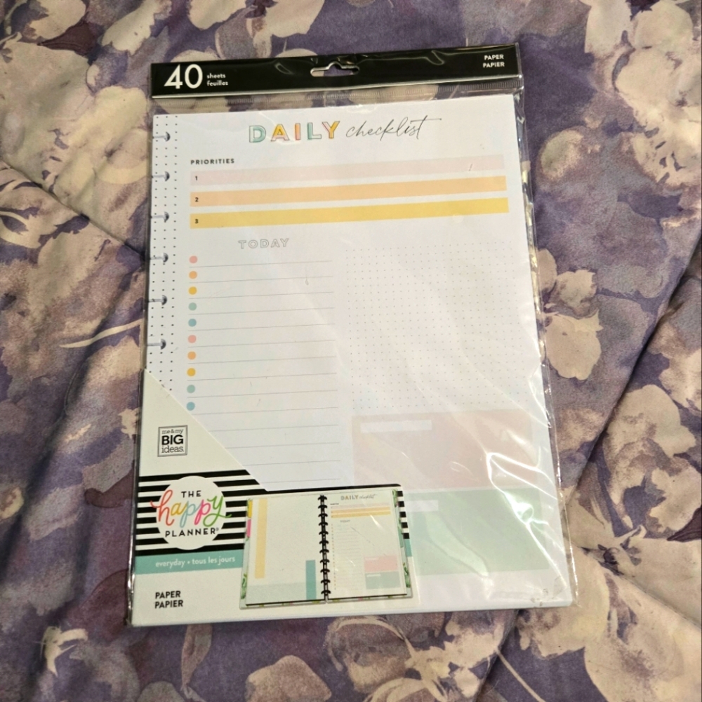 The Happy Planner paper, daily checklist 40 sheets new in package.